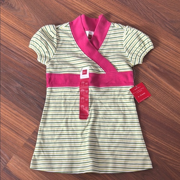 NWU Infant Girl Tea Striped Dress with Pink Accents Size 6-12 Months - Picture 1 of 3
